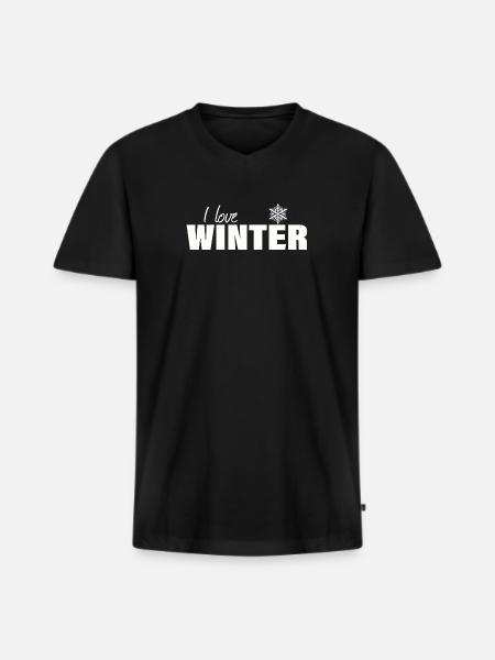 i love winter - Men's Premium Organic T-shirt with V-neck - black