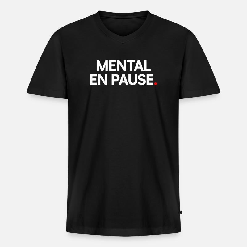 Mentale Pause - Männer Premium Bio T-Shirt mit V-Ausschnitt - Schwarz
