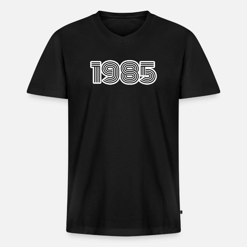 1985 - Männer Premium Bio T-Shirt mit V-Ausschnitt - Schwarz