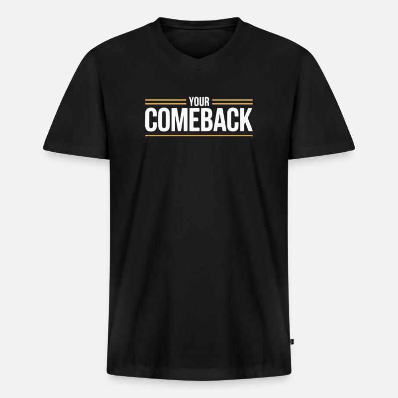 Komm zurück - Männer Premium Bio T-Shirt mit V-Ausschnitt - Schwarz