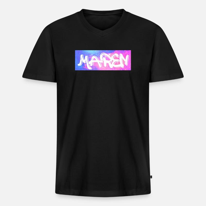Maren Name Geschenk Geschenkidee Galaxie - Männer Premium Bio T-Shirt mit V-Ausschnitt - Schwarz