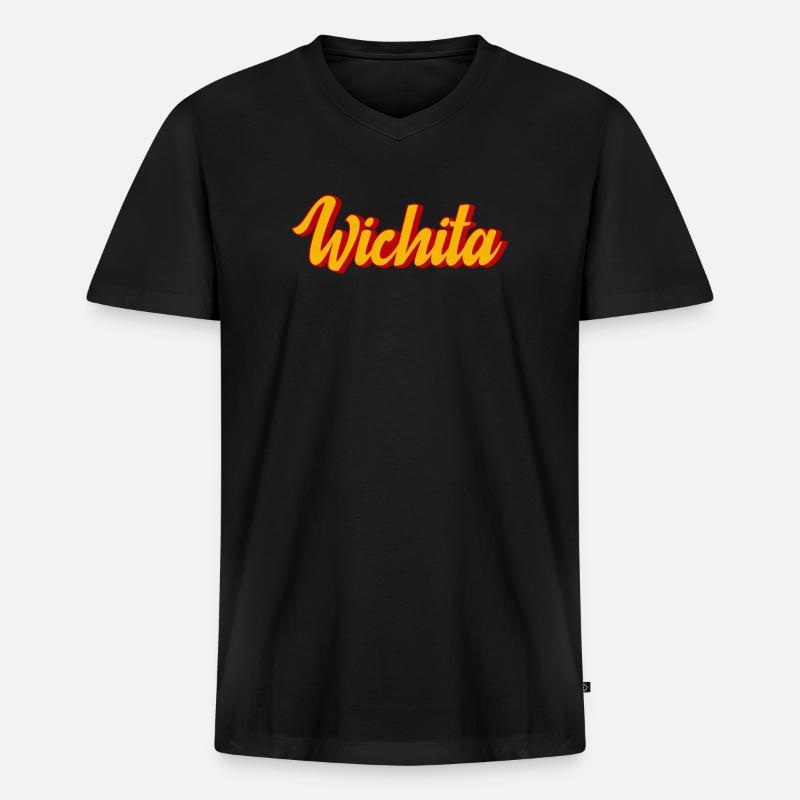 Wichita Script in Sunset Shadow - Männer Premium Bio T-Shirt mit V-Ausschnitt - Schwarz