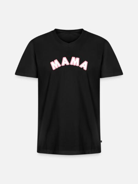 MAMA Cool Mom Print - Männer Premium Bio T-Shirt mit V-Ausschnitt - Schwarz