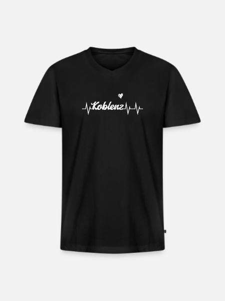 Heartbeat Koblenz - Männer Premium Bio T-Shirt mit V-Ausschnitt - Schwarz