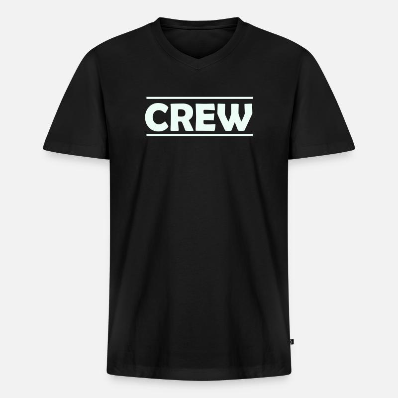 Crew - Männer Premium Bio T-Shirt mit V-Ausschnitt - Schwarz
