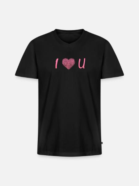 i LOVE YOU - Men's Premium Organic T-shirt with V-neck - black