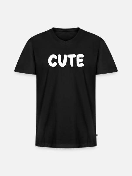 cute title with puffy Font - Men's Premium Organic T-shirt with V-neck - black