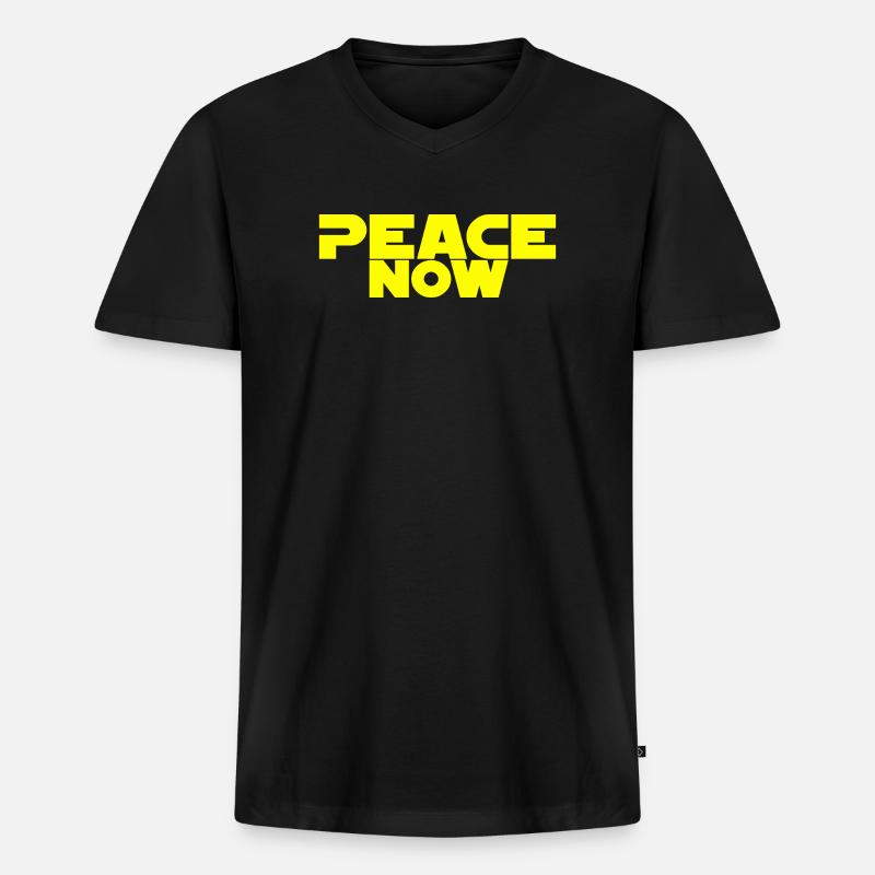 Peace Now - Männer Premium Bio T-Shirt mit V-Ausschnitt - Schwarz