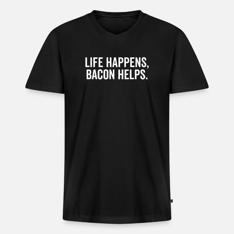 Life Happens Speck hilft - Männer Premium Bio T-Shirt mit V-Ausschnitt - Schwarz
