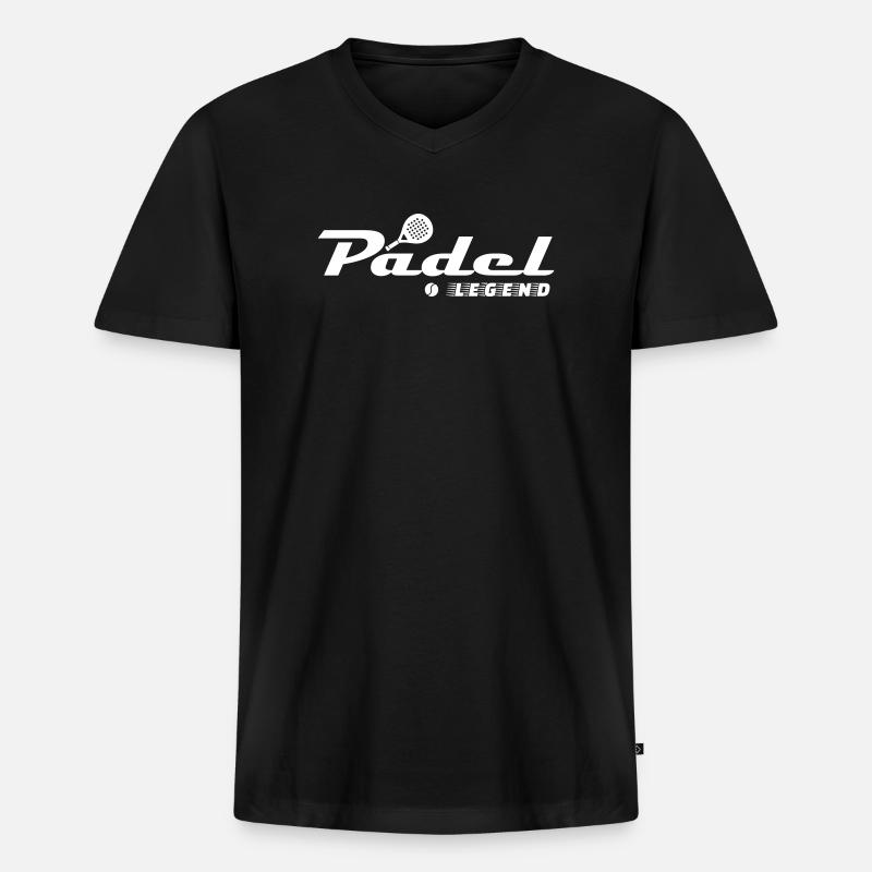 Padel Legend - Männer Premium Bio T-Shirt mit V-Ausschnitt - Schwarz