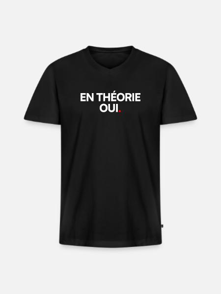 En théorie... - T-shirt encolure en V Premium bio Homme - noir