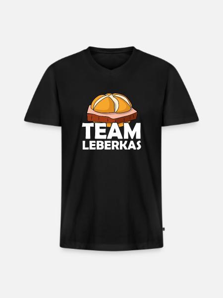 Team Leberkas Fleischkäse Spruch - Männer Premium Bio T-Shirt mit V-Ausschnitt - Schwarz