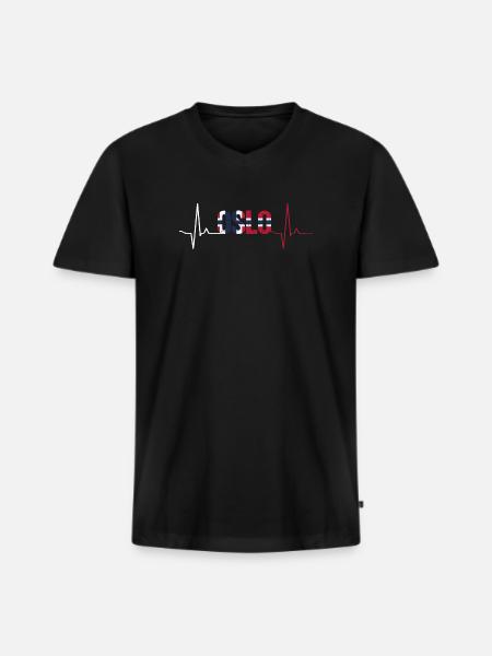 Oslo Herzschlag - Männer Premium Bio T-Shirt mit V-Ausschnitt - Schwarz