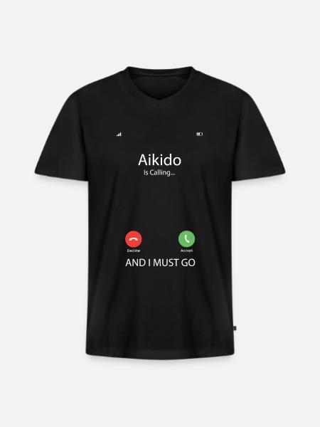 Aikido Martial Arts Gift - Men's Premium Organic T-shirt with V-neck - black