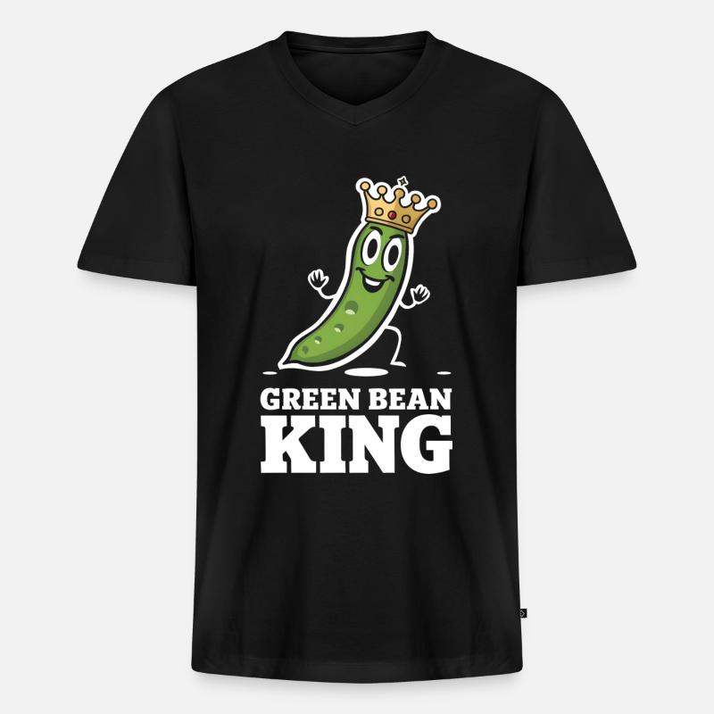 Grüne Bohnen - Männer Premium Bio T-Shirt mit V-Ausschnitt - Schwarz