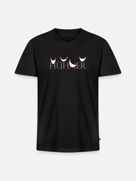 Lustige Hühner-Illustration auf Keramik - Männer Premium Bio T-Shirt mit V-Ausschnitt - Schwarz