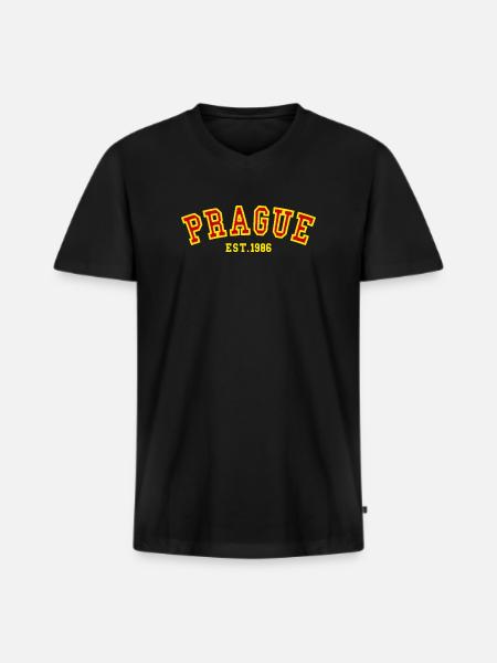 Prag gegründet 1986 - Männer Premium Bio T-Shirt mit V-Ausschnitt - Schwarz
