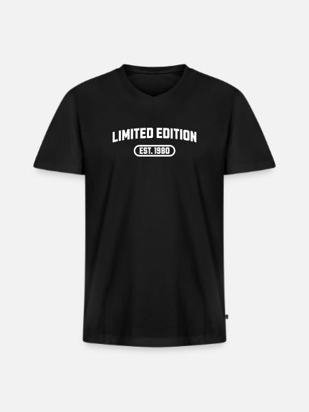 Édition limitée anniversaire 1980 - T-shirt encolure en V Premium bio Homme - noir