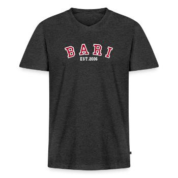 Bari Est 2006 - Men's Premium Organic T-shirt with V-neck - heather anthracite - Front - Nico (187cm)