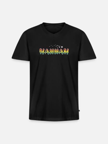 Fornavn Hannah Pigenavn Gave - Premium økologisk T-shirt med V-hals til mænd - sort