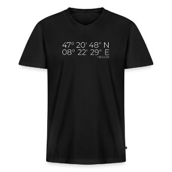 Koordinaten Meggen Luzern Schweiz - Männer Premium Bio T-Shirt mit V-Ausschnitt - Schwarz - Vorne - Nico (187cm)