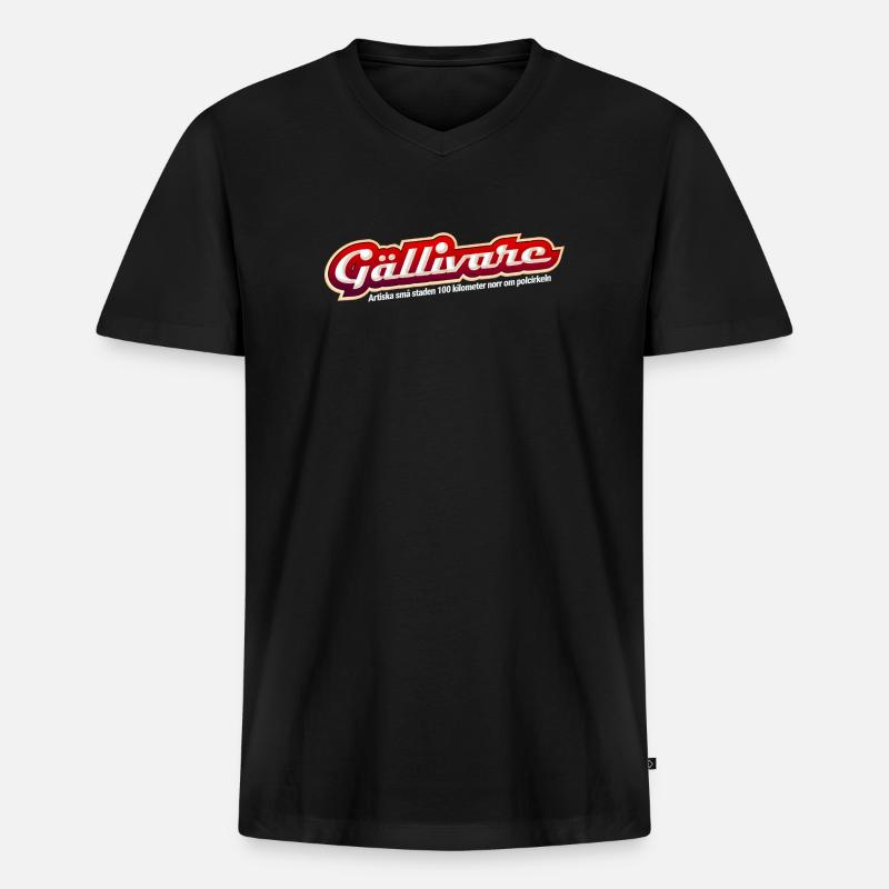 GALLIVARE - Männer Premium Bio T-Shirt mit V-Ausschnitt - Schwarz
