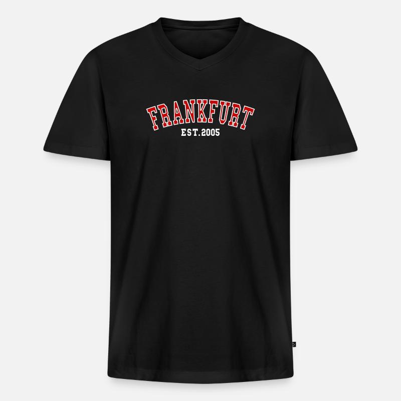 Frankfurt Est.2005 - Männer Premium Bio T-Shirt mit V-Ausschnitt - Schwarz