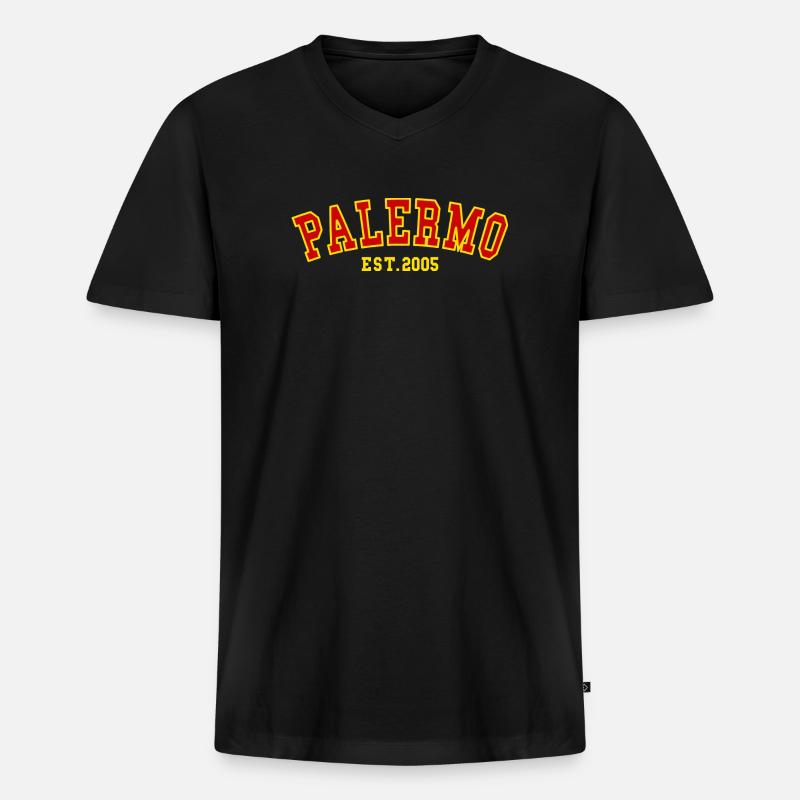 Palermo Est.2005 - Männer Premium Bio T-Shirt mit V-Ausschnitt - Schwarz
