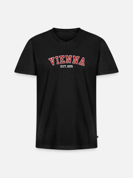 Vienna Est. 1976 - Men's Premium Organic T-shirt with V-neck - black