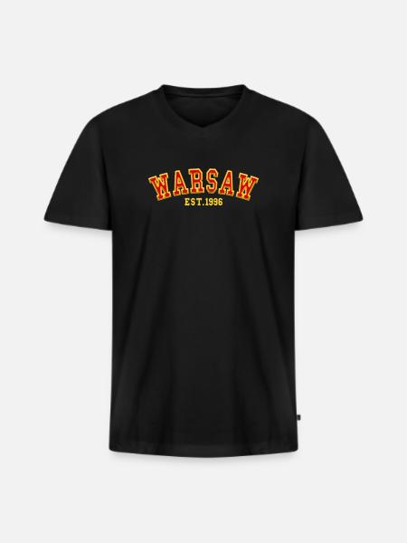 Varsovie fondée en 1996 - T-shirt encolure en V Premium bio Homme - noir