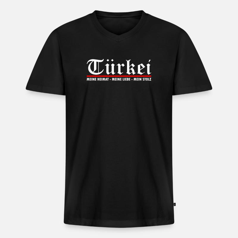 Türkei - Männer Premium Bio T-Shirt mit V-Ausschnitt - Schwarz