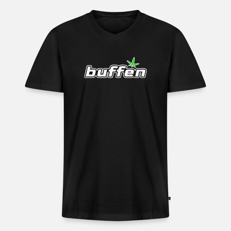 Buffen - Männer Premium Bio T-Shirt mit V-Ausschnitt - Schwarz