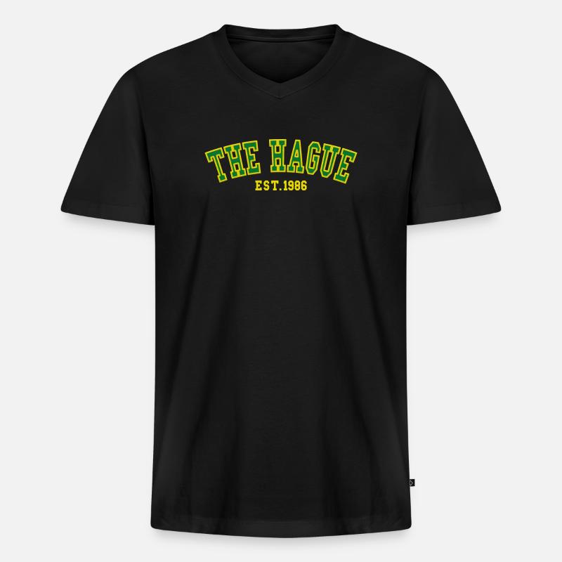 Den Haag, gegründet 1986 - Männer Premium Bio T-Shirt mit V-Ausschnitt - Schwarz