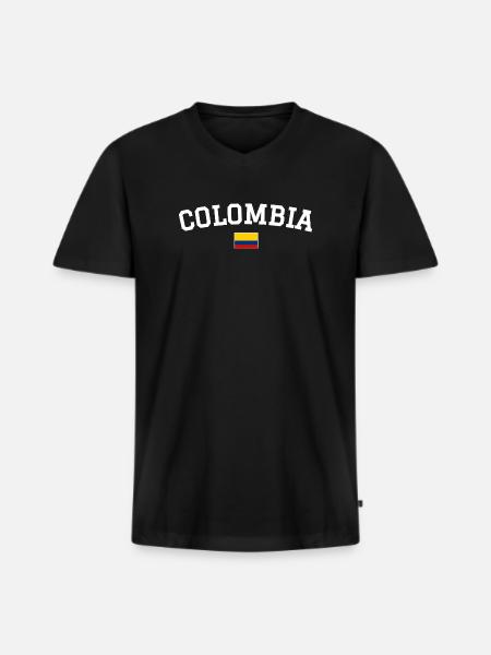 Colombia Flag Design White - Men's Premium Organic T-shirt with V-neck - black