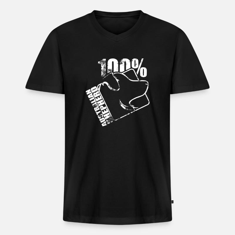 AUSTRALIAN SHEPHERD 100 - Männer Premium Bio T-Shirt mit V-Ausschnitt - Schwarz