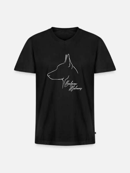 BELGIAN MALINOIS Profilo Cani Cane Wilsigns - Maglietta ecologica premium da uomo con scollo a V - nero
