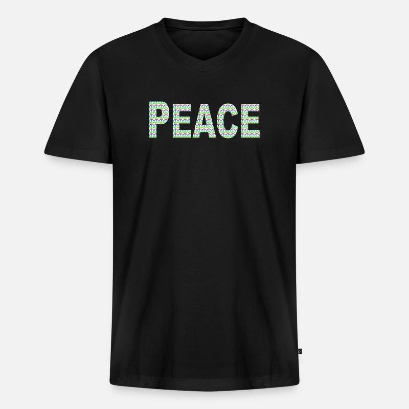 Peace Wort mit Peacezeichen - Männer Premium Bio T-Shirt mit V-Ausschnitt - Schwarz