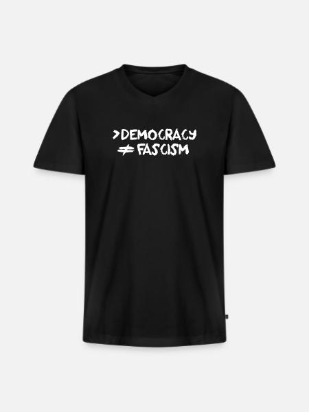 More Democracy No Fascism Anti-Fascist - Men's Premium Organic T-shirt with V-neck - black