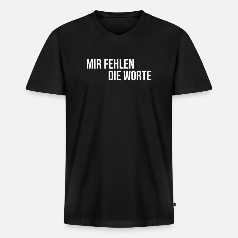 Mir fehlen die Worte - Männer Premium Bio T-Shirt mit V-Ausschnitt - Schwarz