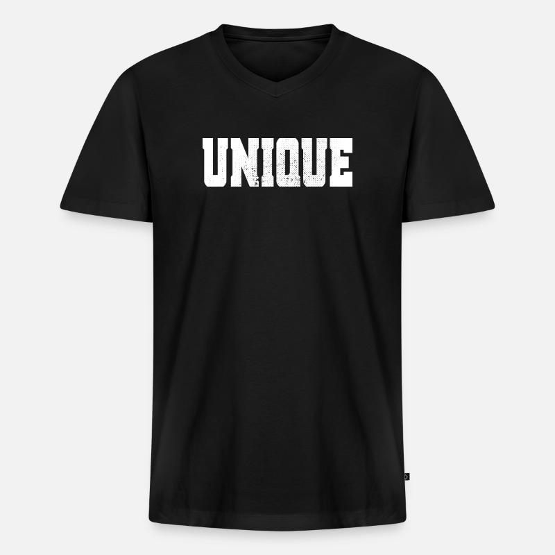 Unique Einzigartig Unikat Selbstwert Einzig Artig - Männer Premium Bio T-Shirt mit V-Ausschnitt - Schwarz