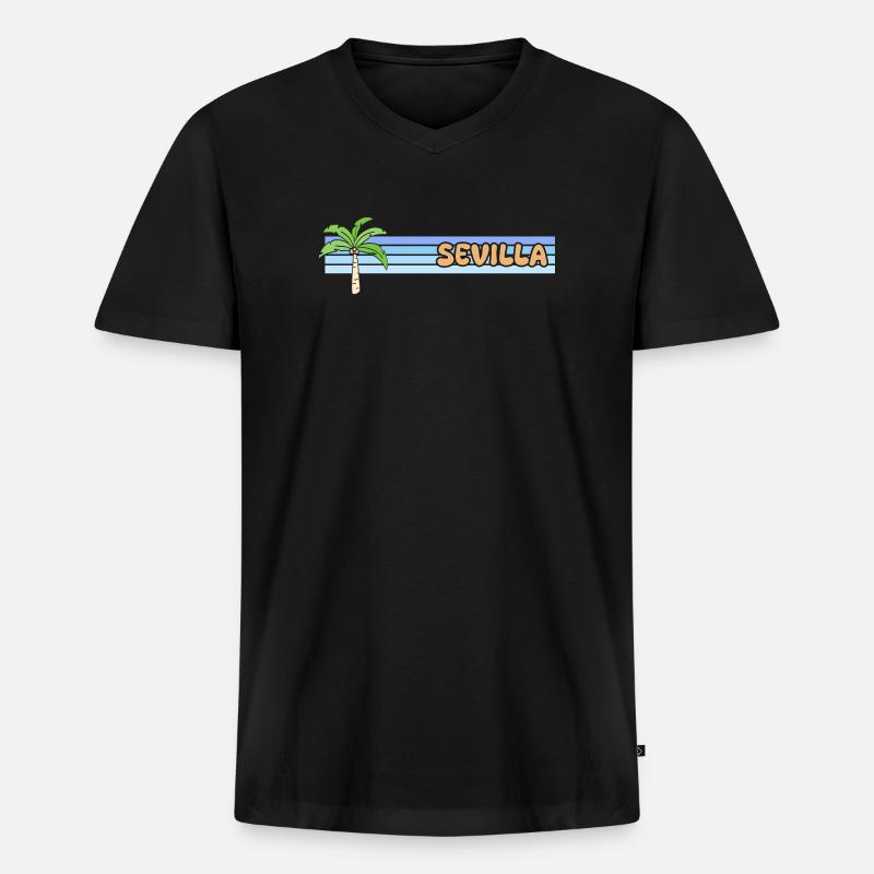 Sonne Sevilla - Männer Premium Bio T-Shirt mit V-Ausschnitt - Schwarz