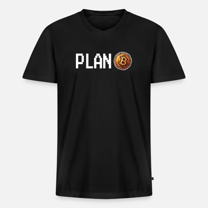Plan Bitcoin Retro Pixel - Männer Premium Bio T-Shirt mit V-Ausschnitt - Schwarz