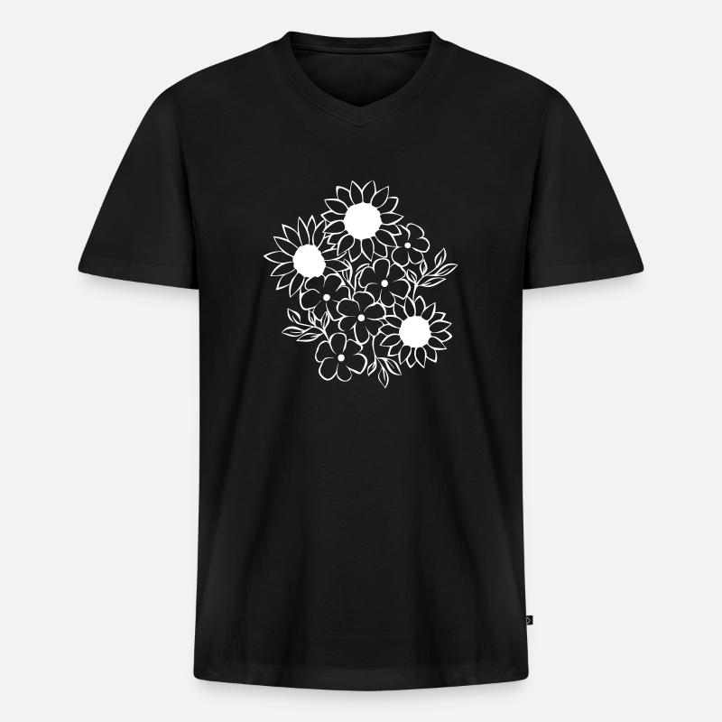 Blumen Vektor weiß - Männer Premium Bio T-Shirt mit V-Ausschnitt - Schwarz