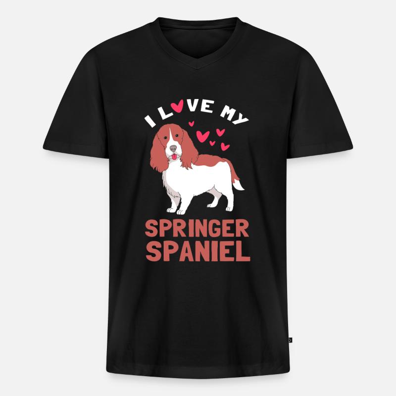 Springer Spaniel Hund - Männer Premium Bio T-Shirt mit V-Ausschnitt - Schwarz