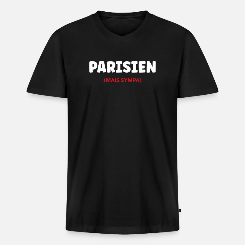 Pariser - Männer Premium Bio T-Shirt mit V-Ausschnitt - Schwarz