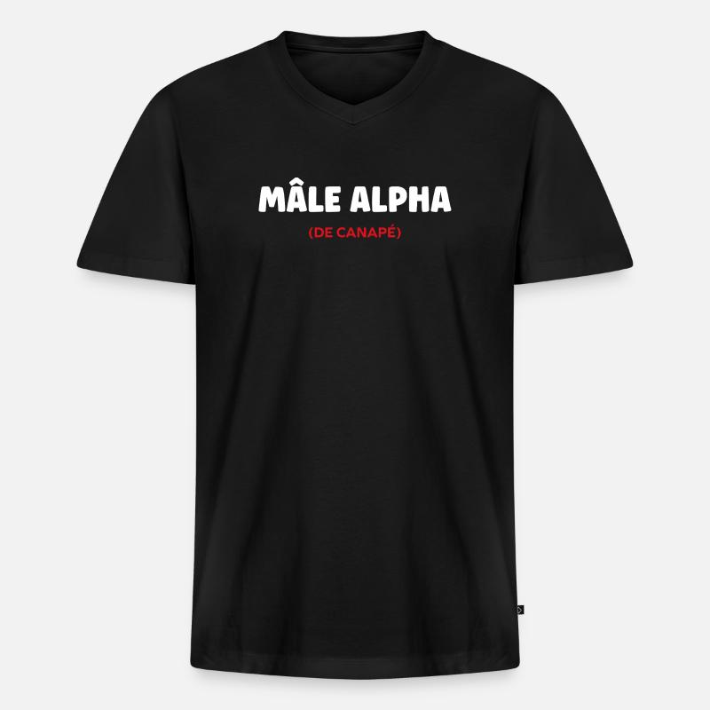 Alphamännchen - Männer Premium Bio T-Shirt mit V-Ausschnitt - Schwarz