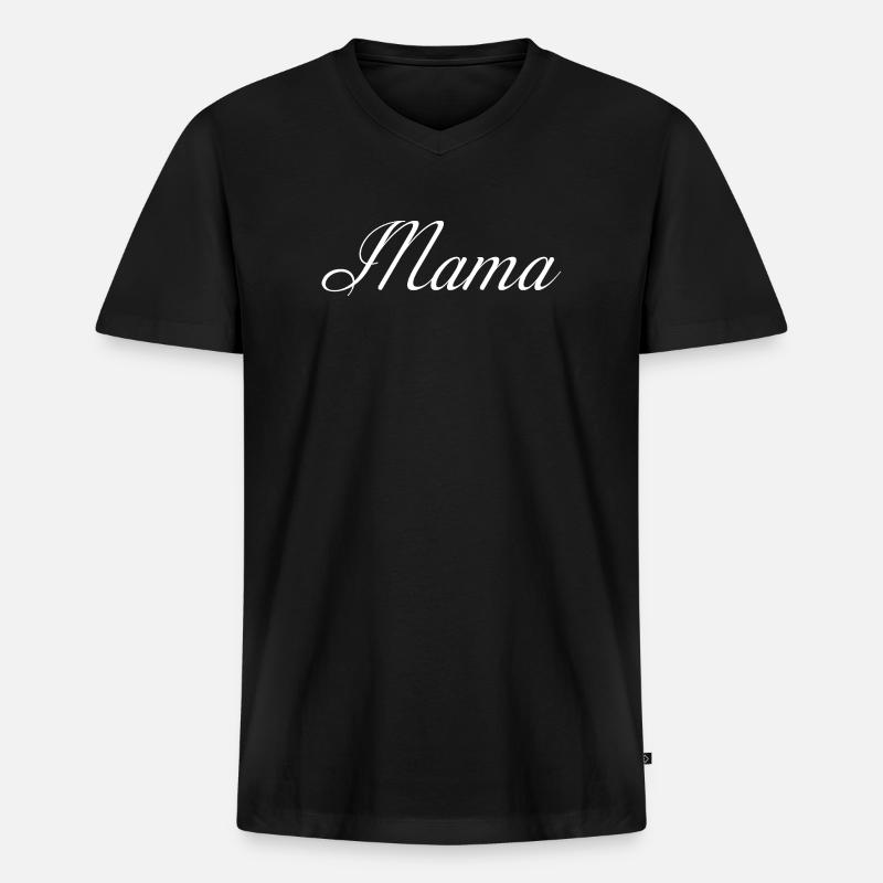 Mama Script Élégance - T-shirt encolure en V Premium bio Homme - noir