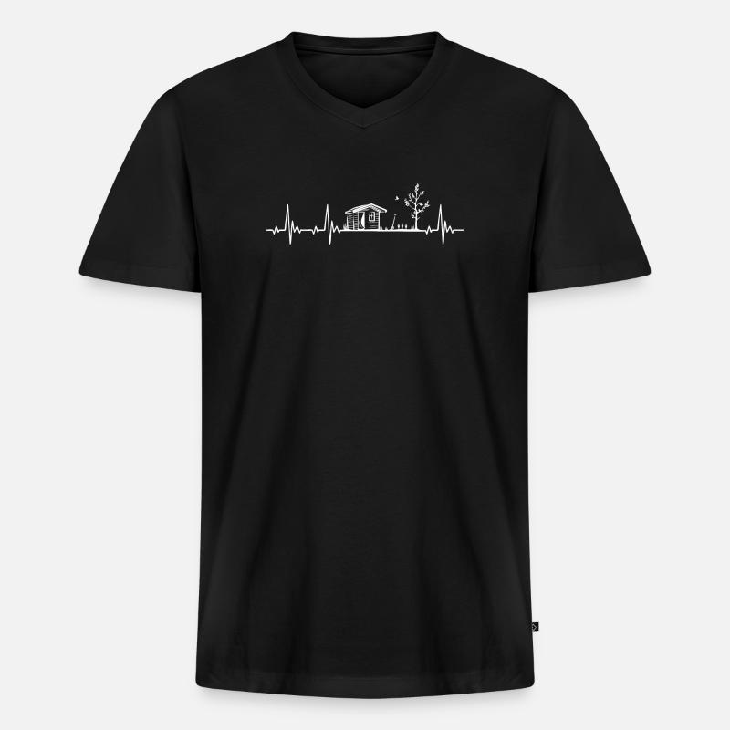 Kleingarten Gartenarbeit Gärtner Herzschlag - Männer Premium Bio T-Shirt mit V-Ausschnitt - Schwarz