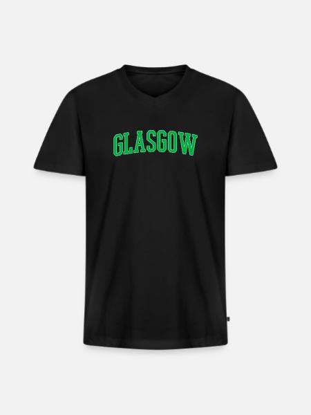 Glasgow College Style Green Block Font - Men's Premium Organic T-shirt with V-neck - black