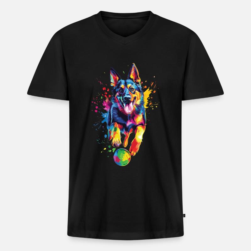 Deutscher Schäferhund - Männer Premium Bio T-Shirt mit V-Ausschnitt - Schwarz